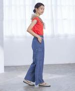 コットンリネン平織デニム　イージーワークパンツ